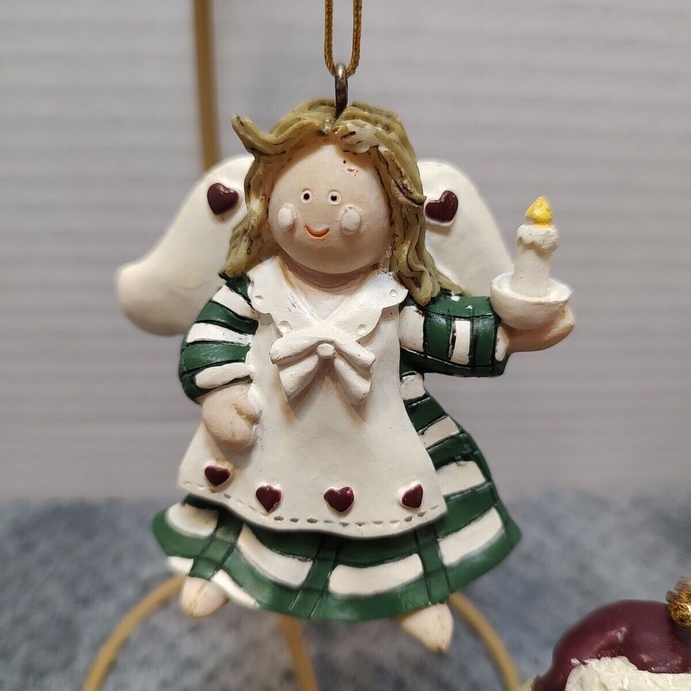 Old World Style set of 4 ceramic Christmas Ornaments santa snowmen angel - Picture 4 of 10